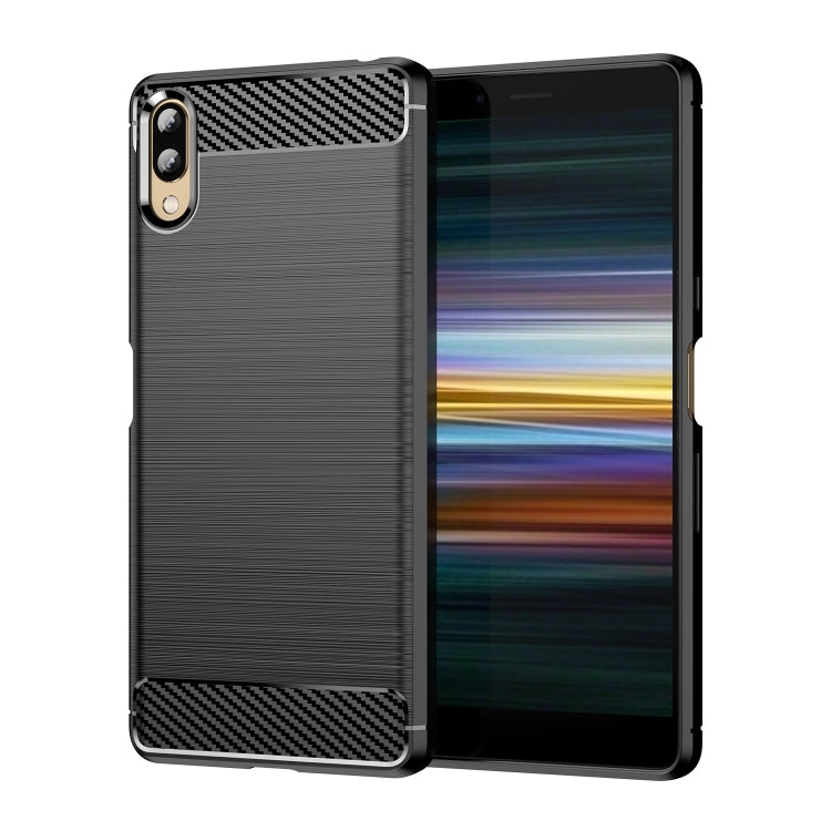 For Sony Xperia L3 Brushed Texture Carbon Fiber TPU Phone Case