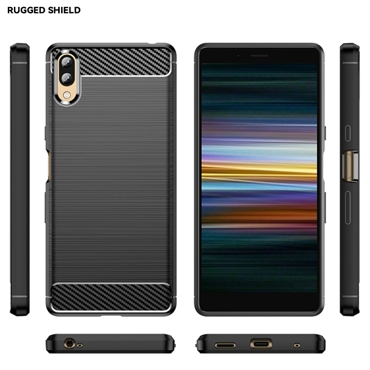 For Sony Xperia L3 Brushed Texture Carbon Fiber TPU Phone Case