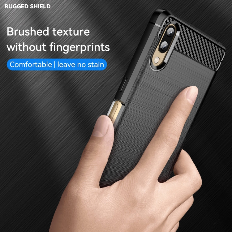 For Sony Xperia L3 Brushed Texture Carbon Fiber TPU Phone Case