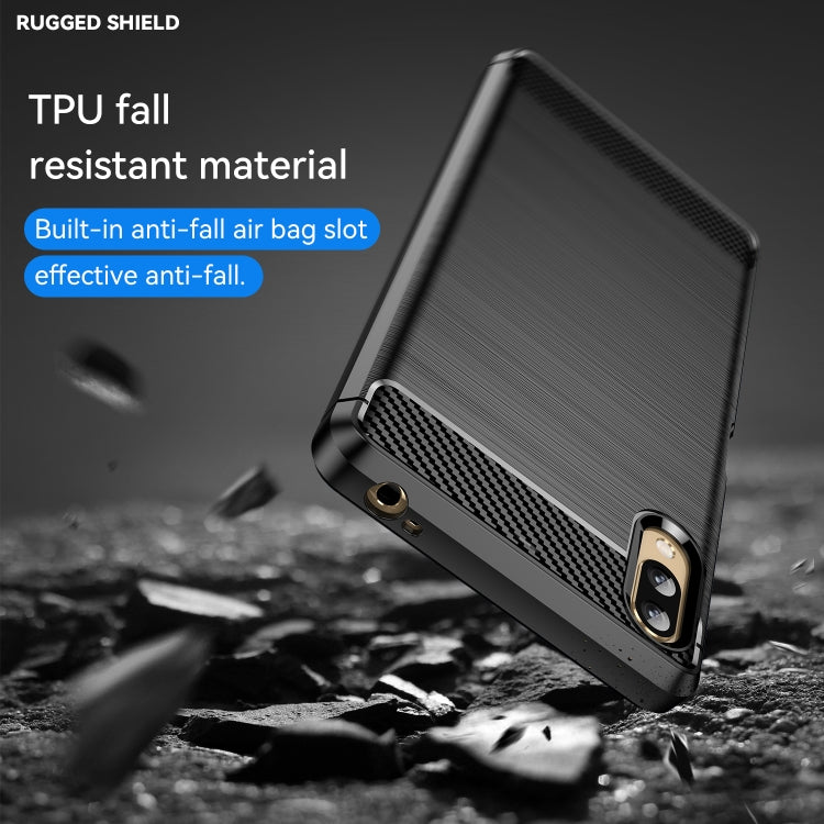 For Sony Xperia L3 Brushed Texture Carbon Fiber TPU Phone Case