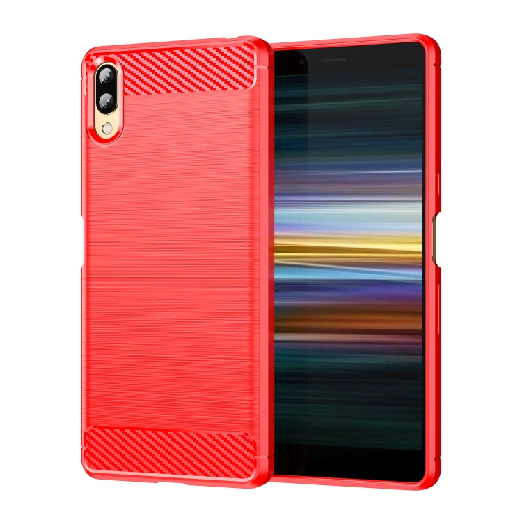 For Sony Xperia L3 Brushed Texture Carbon Fiber TPU Phone Case