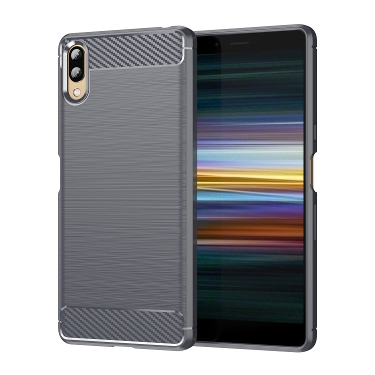 For Sony Xperia L3 Brushed Texture Carbon Fiber TPU Phone Case