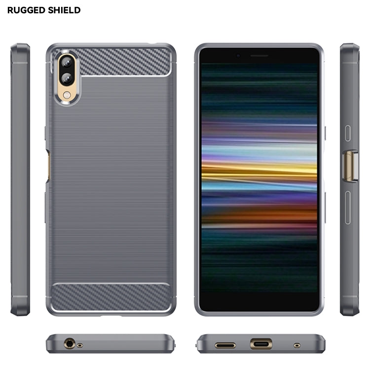 For Sony Xperia L3 Brushed Texture Carbon Fiber TPU Phone Case