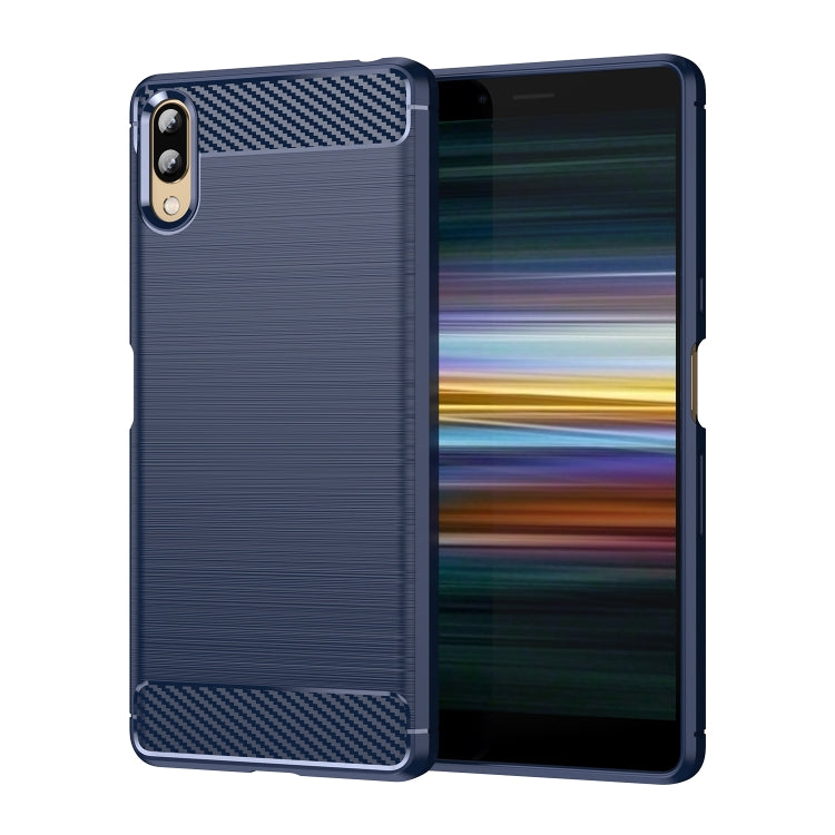 For Sony Xperia L3 Brushed Texture Carbon Fiber TPU Phone Case
