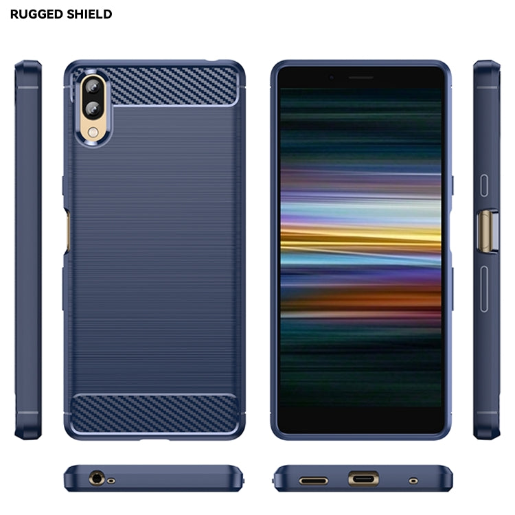 For Sony Xperia L3 Brushed Texture Carbon Fiber TPU Phone Case