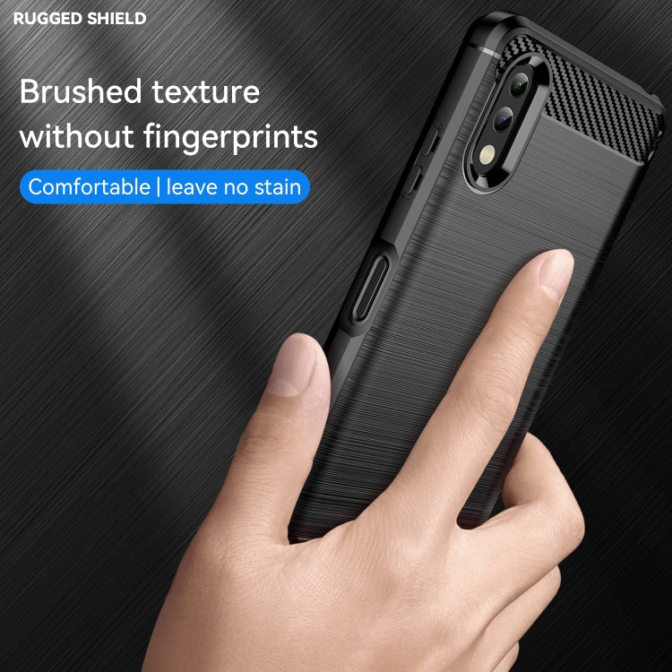 For Sony Xperia Ace II Brushed Texture Carbon Fiber TPU Phone Case