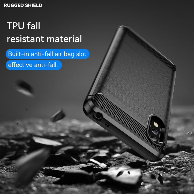 For Sony Xperia Ace II Brushed Texture Carbon Fiber TPU Phone Case