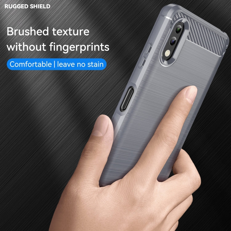 For Sony Xperia Ace II Brushed Texture Carbon Fiber TPU Phone Case