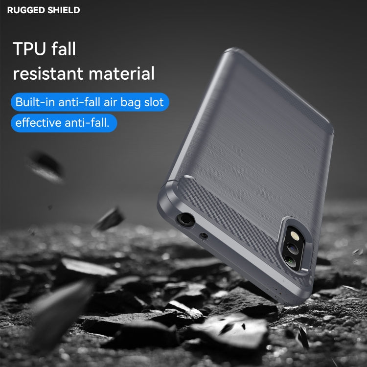 For Sony Xperia Ace II Brushed Texture Carbon Fiber TPU Phone Case