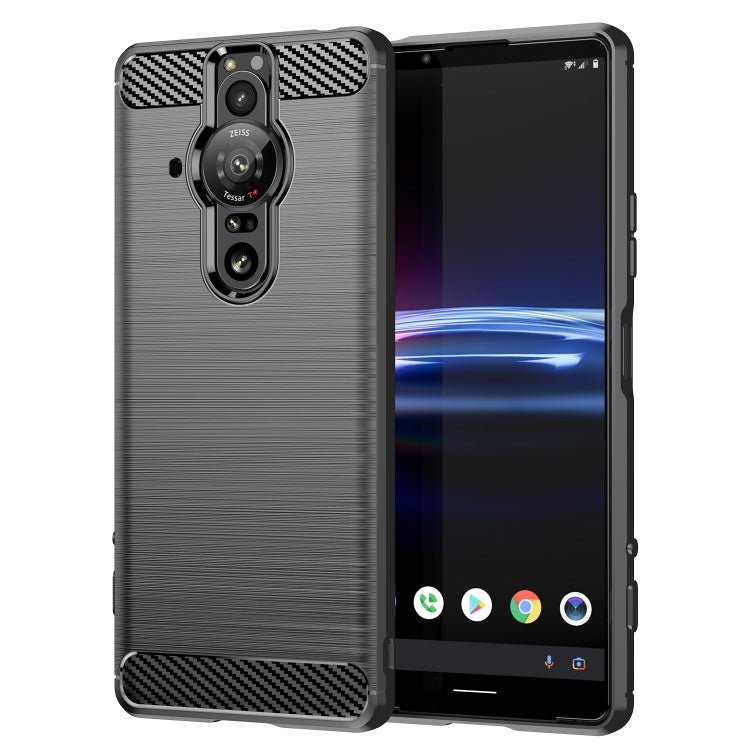 For Sony Xperia Pro-I Brushed Texture Carbon Fiber TPU Phone Case
