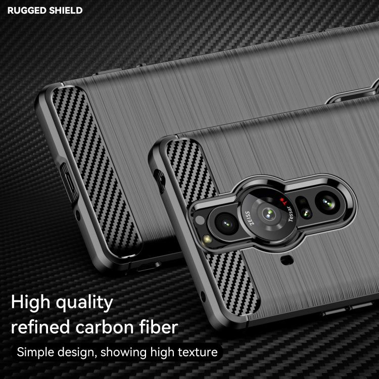 For Sony Xperia Pro-I Brushed Texture Carbon Fiber TPU Phone Case