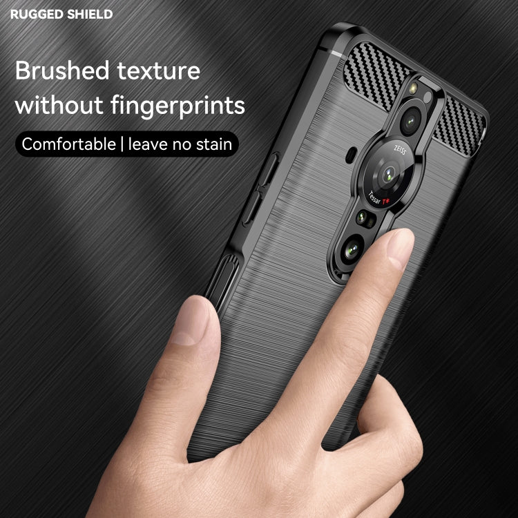 For Sony Xperia Pro-I Brushed Texture Carbon Fiber TPU Phone Case