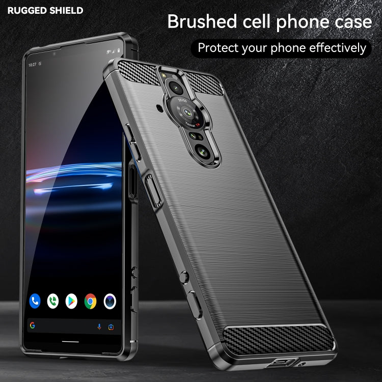 For Sony Xperia Pro-I Brushed Texture Carbon Fiber TPU Phone Case