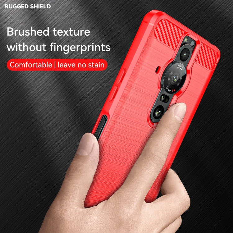 For Sony Xperia Pro-I Brushed Texture Carbon Fiber TPU Phone Case