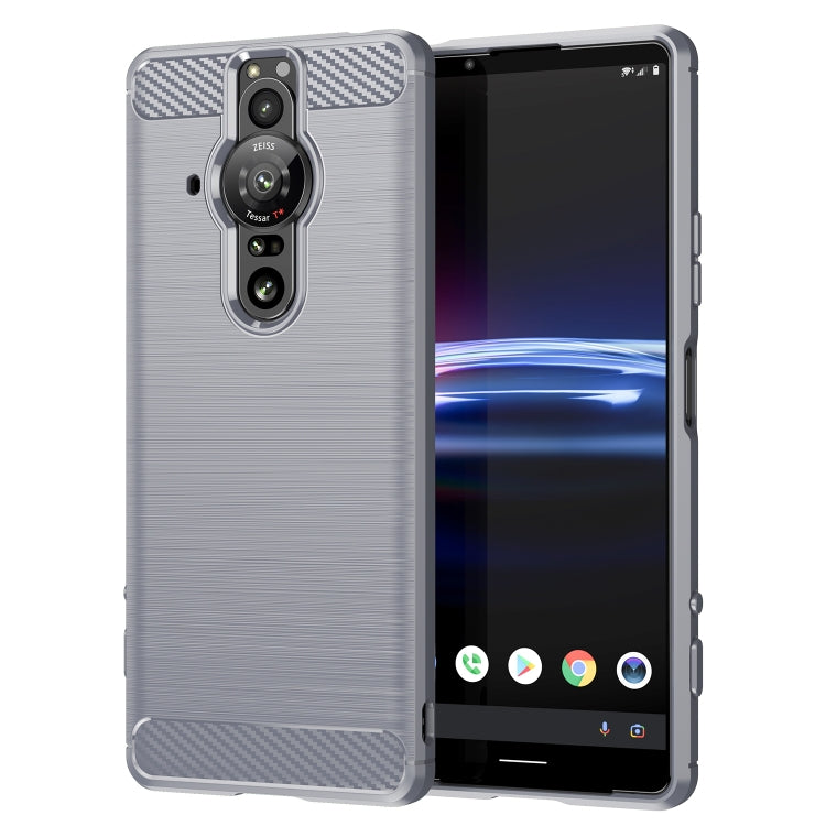 For Sony Xperia Pro-I Brushed Texture Carbon Fiber TPU Phone Case