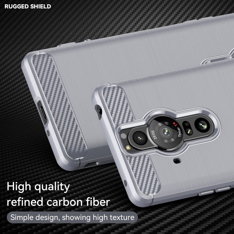 For Sony Xperia Pro-I Brushed Texture Carbon Fiber TPU Phone Case