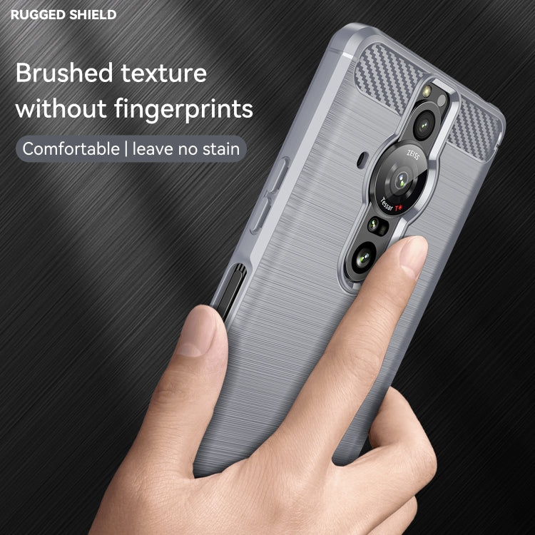 For Sony Xperia Pro-I Brushed Texture Carbon Fiber TPU Phone Case
