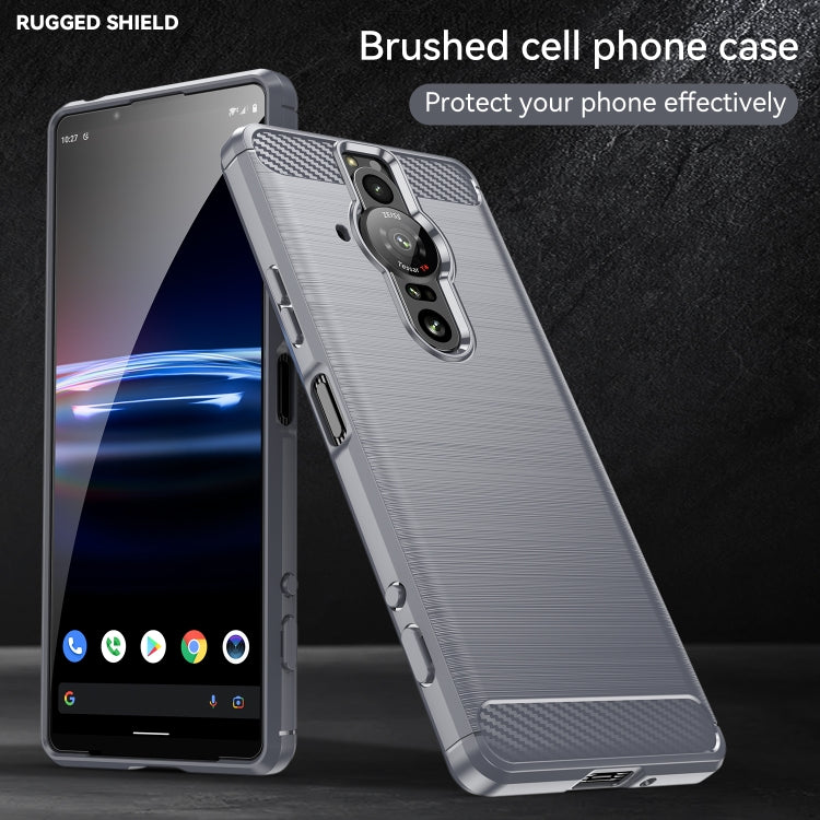 For Sony Xperia Pro-I Brushed Texture Carbon Fiber TPU Phone Case