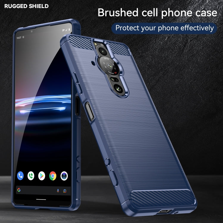 For Sony Xperia Pro-I Brushed Texture Carbon Fiber TPU Phone Case