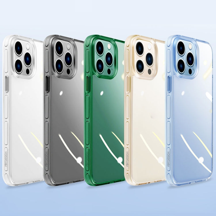 For iPhone 14 Pro Crystal Shield Series High Transparency Metal Case (Purple)