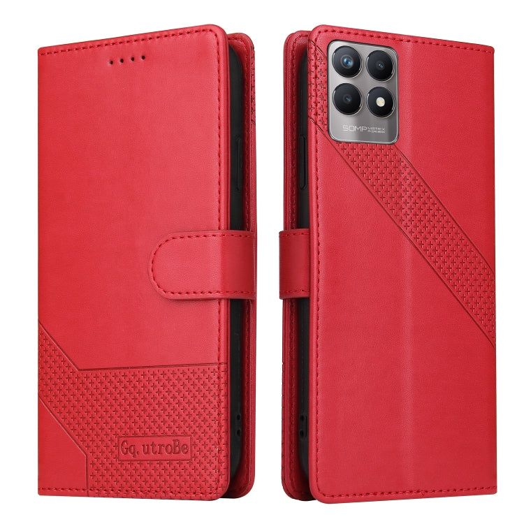 For Realme 8i GQUTROBE Skin Feel Magnetic Leather Phone Case