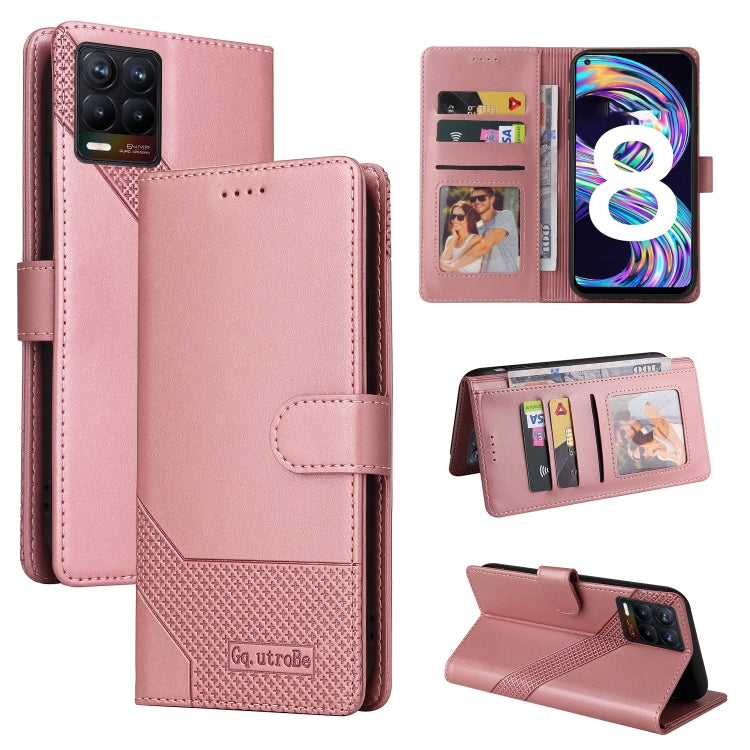 For Realme 8 GQUTROBE Skin Feel Magnetic Leather Phone Case