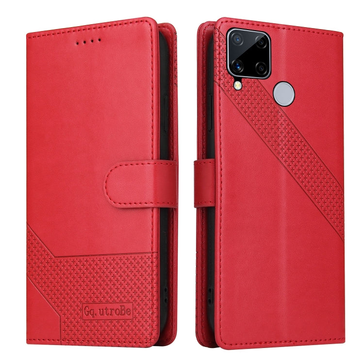 For Realme C15 GQUTROBE Skin Feel Magnetic Leather Phone Case