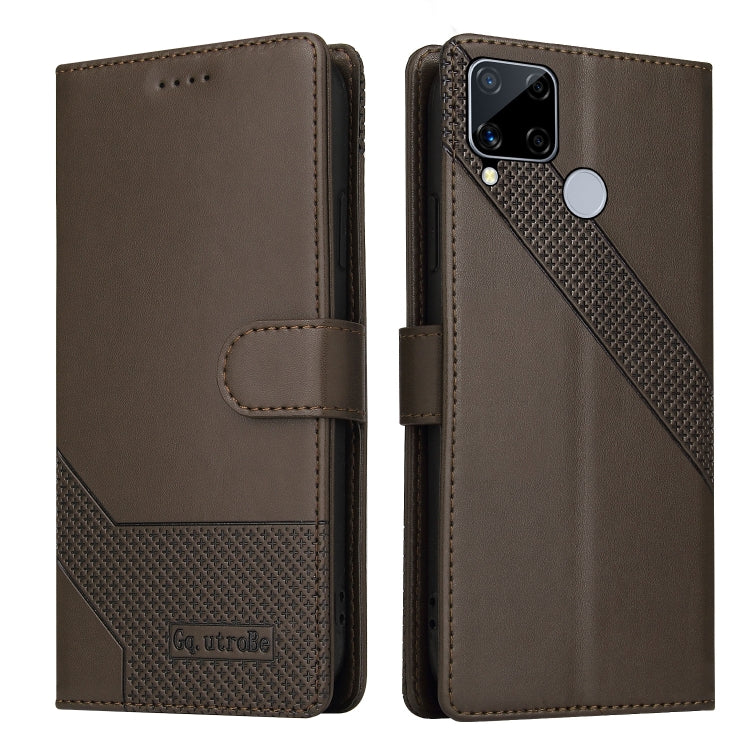 For Realme C15 GQUTROBE Skin Feel Magnetic Leather Phone Case