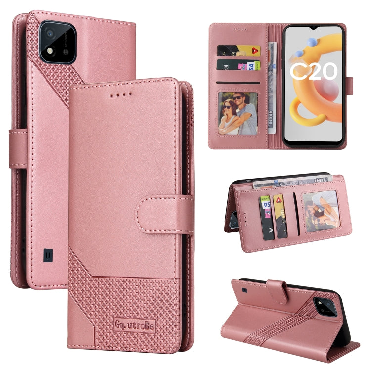 For Realme C21Y GQUTROBE Skin Feel Magnetic Leather Phone Case