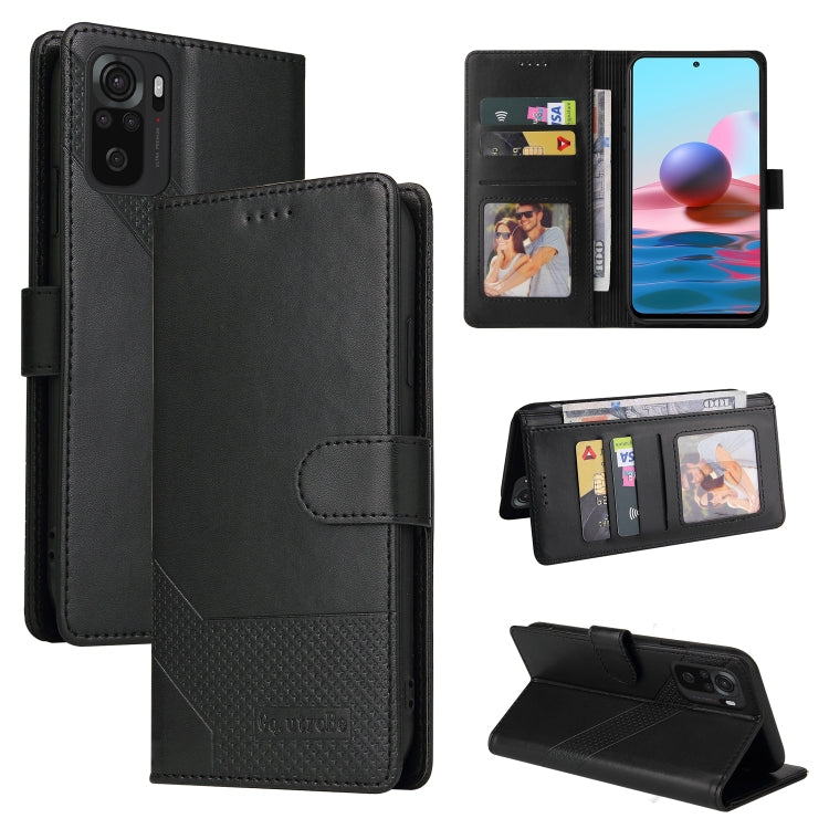 For Xiaomi Redmi Note 10 4G GQUTROBE Skin Feel Magnetic Leather Phone Case
