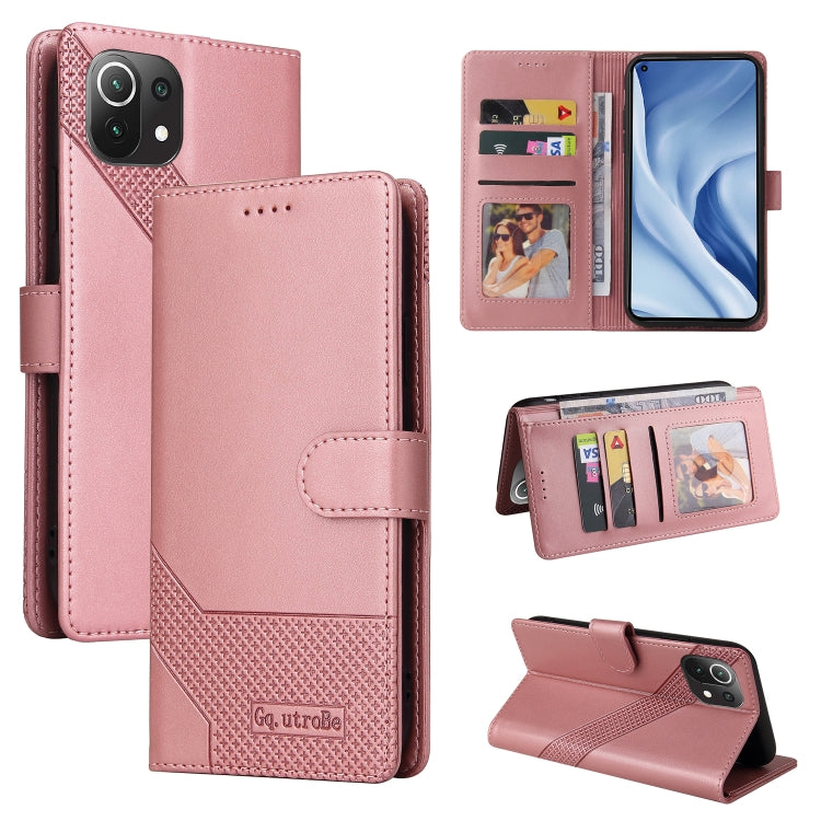 For Xiaomi Mi 11 Lite GQUTROBE Skin Feel Magnetic Leather Phone Case