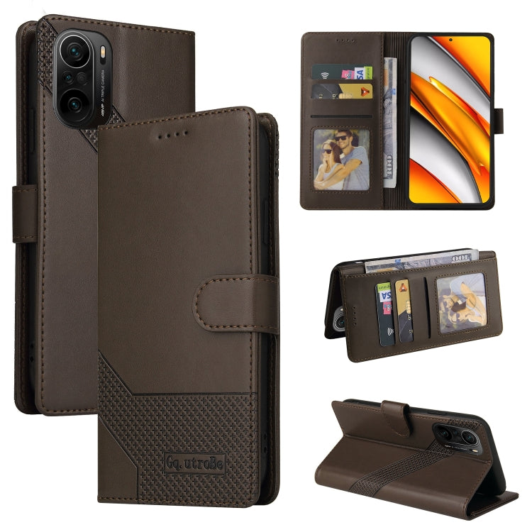 For Xiaomi Poco F3 GQUTROBE Skin Feel Magnetic Leather Phone Case