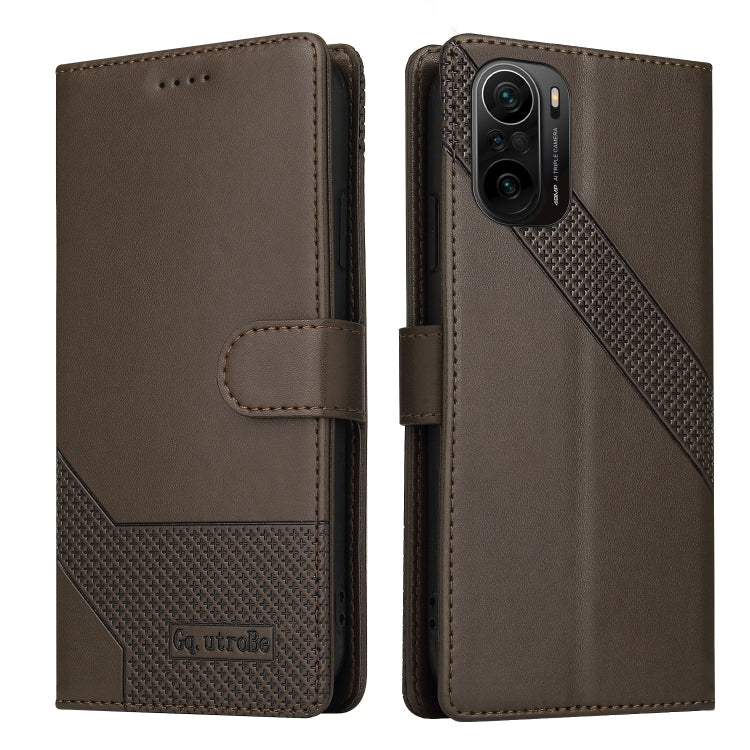 For Xiaomi Poco F3 GQUTROBE Skin Feel Magnetic Leather Phone Case