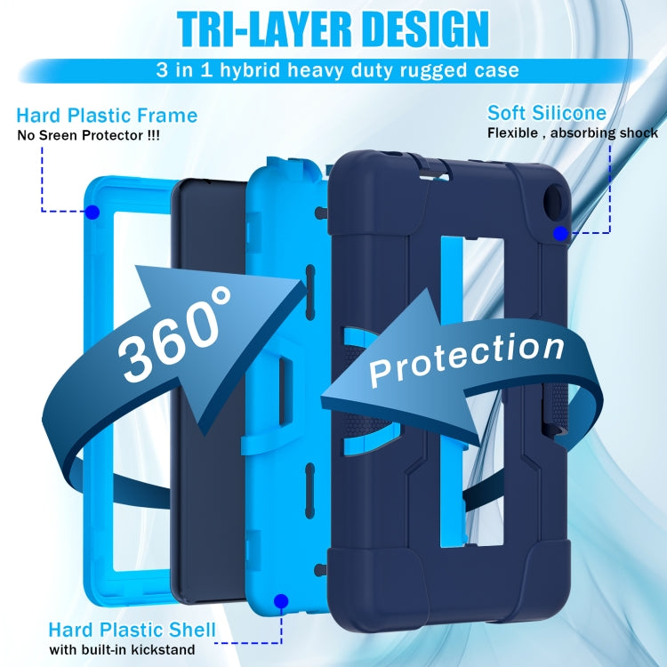 For Amazon Kindle Fire 7 2022 Contrast Color Kickstand Silicone Hard PC Tablet Case