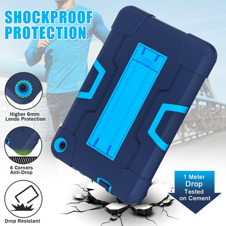 For Amazon Kindle Fire 7 2022 Contrast Color Kickstand Silicone Hard PC Tablet Case
