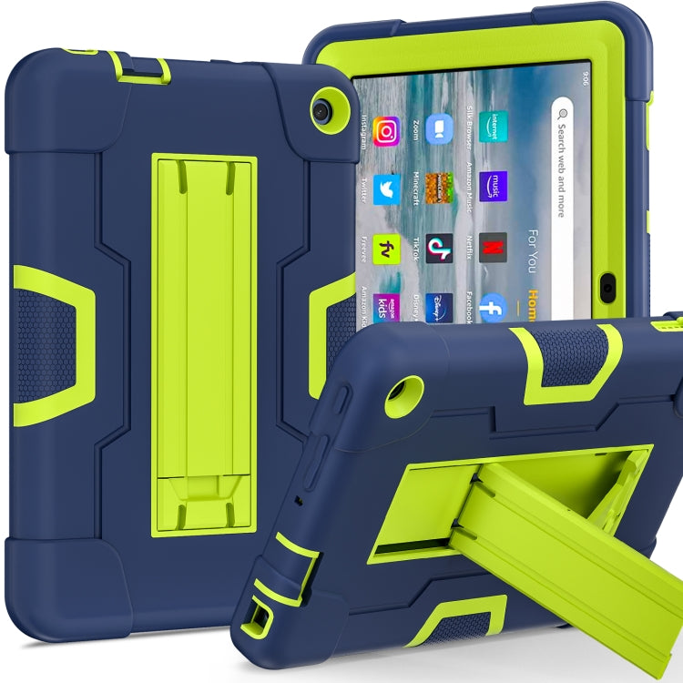 For Amazon Kindle Fire 7 2022 Contrast Color Kickstand Silicone Hard PC Tablet Case