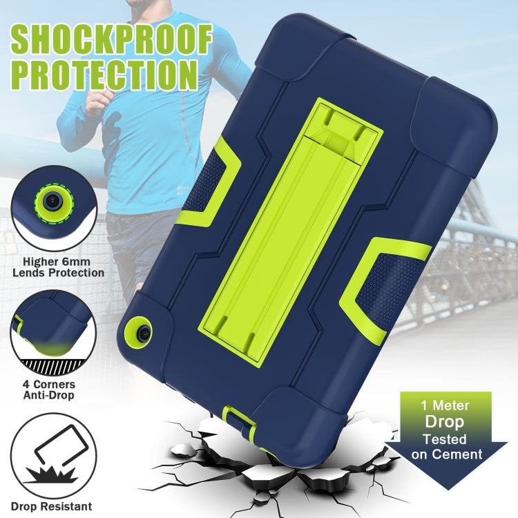 For Amazon Kindle Fire 7 2022 Contrast Color Kickstand Silicone Hard PC Tablet Case
