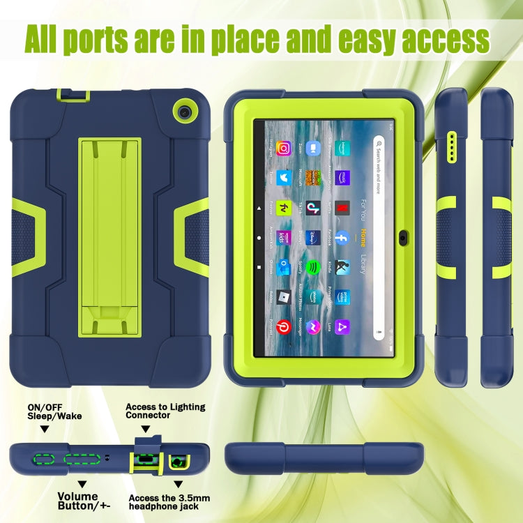 For Amazon Kindle Fire 7 2022 Contrast Color Kickstand Silicone Hard PC Tablet Case