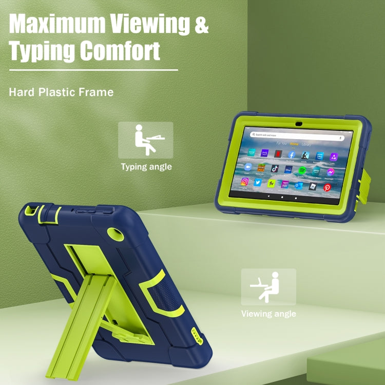 For Amazon Kindle Fire 7 2022 Contrast Color Kickstand Silicone Hard PC Tablet Case
