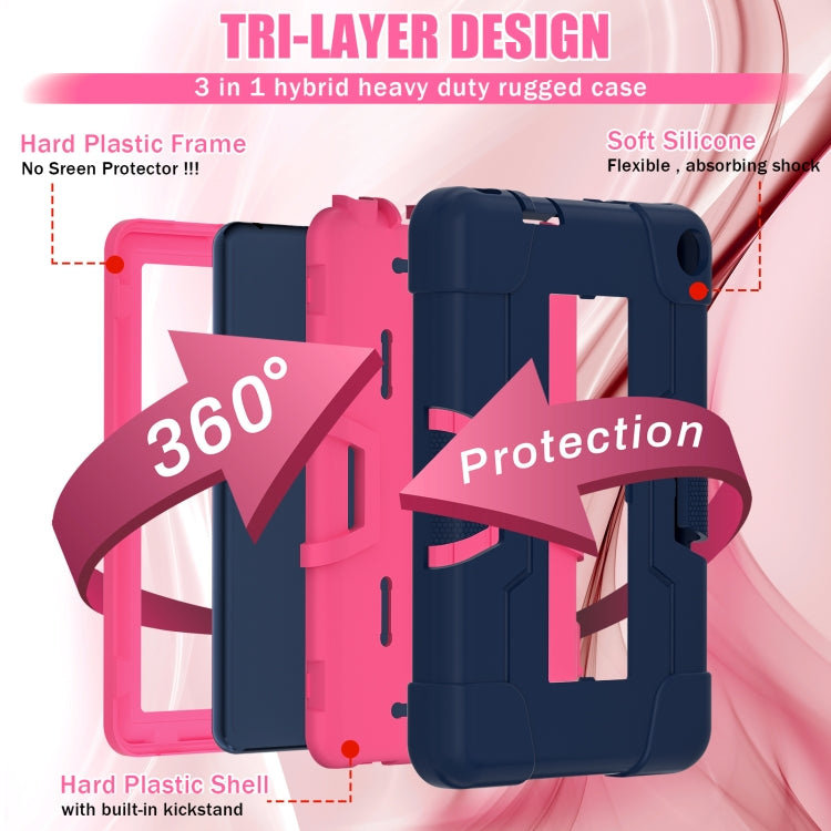 For Amazon Kindle Fire 7 2022 Contrast Color Kickstand Silicone Hard PC Tablet Case
