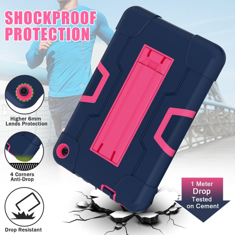For Amazon Kindle Fire 7 2022 Contrast Color Kickstand Silicone Hard PC Tablet Case
