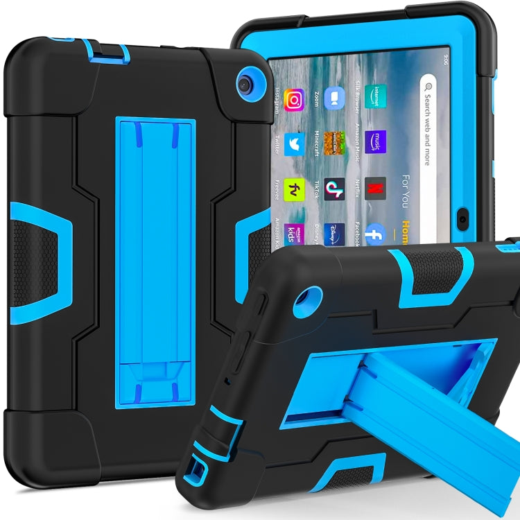 For Amazon Kindle Fire 7 2022 Contrast Color Kickstand Silicone Hard PC Tablet Case