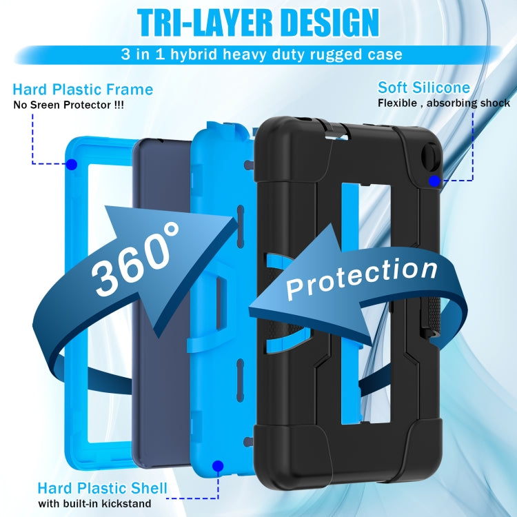 For Amazon Kindle Fire 7 2022 Contrast Color Kickstand Silicone Hard PC Tablet Case