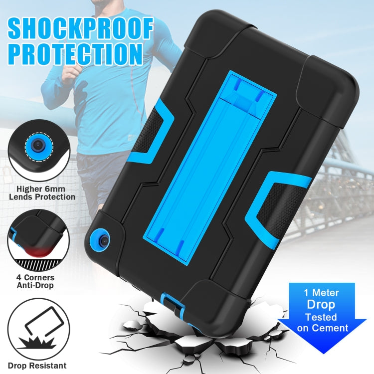 For Amazon Kindle Fire 7 2022 Contrast Color Kickstand Silicone Hard PC Tablet Case