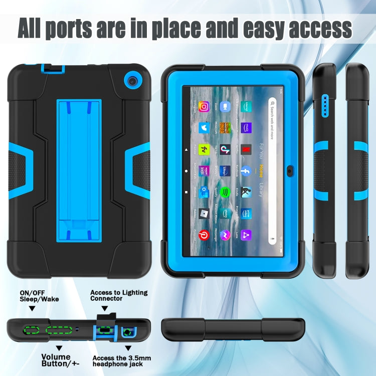 For Amazon Kindle Fire 7 2022 Contrast Color Kickstand Silicone Hard PC Tablet Case