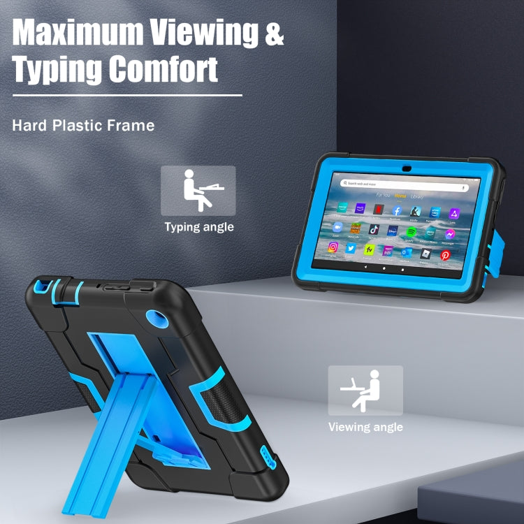 For Amazon Kindle Fire 7 2022 Contrast Color Kickstand Silicone Hard PC Tablet Case