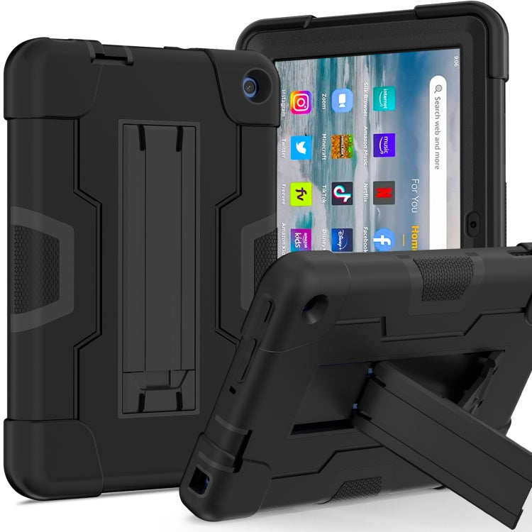 For Amazon Kindle Fire 7 2022 Contrast Color Kickstand Silicone Hard PC Tablet Case