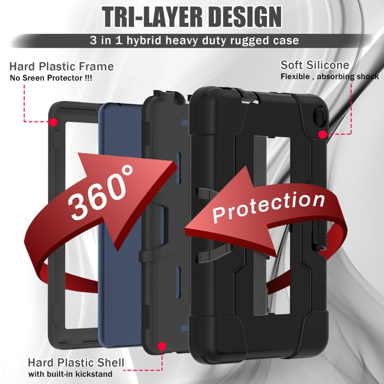 For Amazon Kindle Fire 7 2022 Contrast Color Kickstand Silicone Hard PC Tablet Case