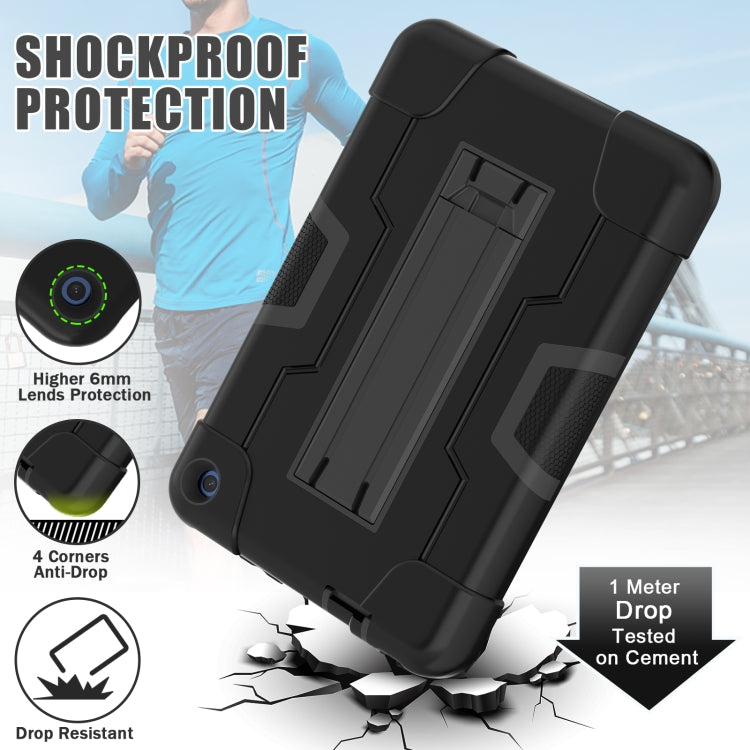 For Amazon Kindle Fire 7 2022 Contrast Color Kickstand Silicone Hard PC Tablet Case