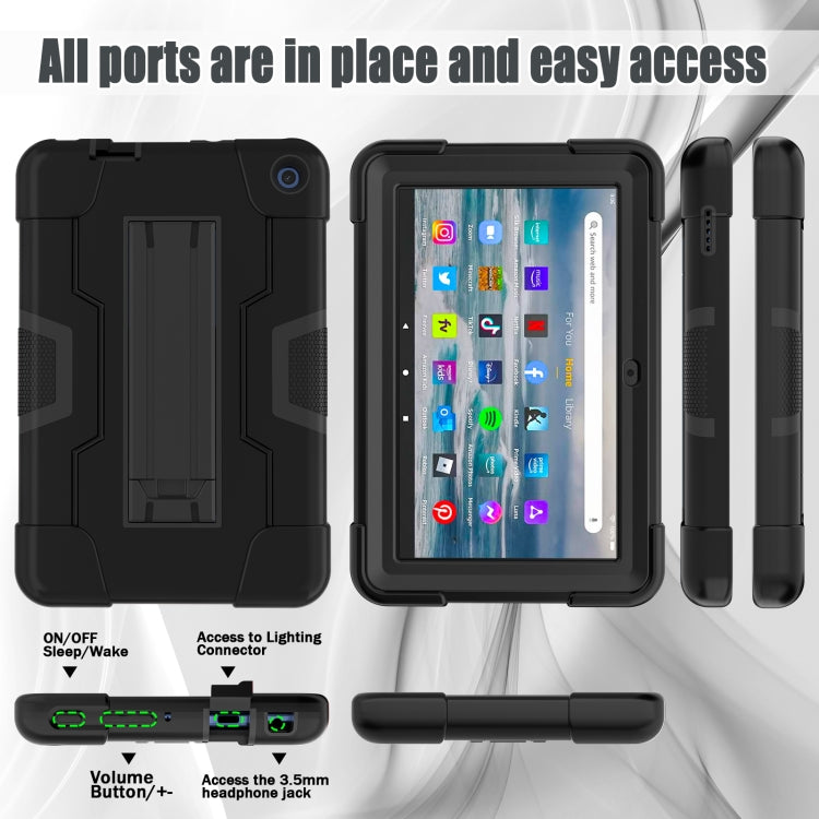 For Amazon Kindle Fire 7 2022 Contrast Color Kickstand Silicone Hard PC Tablet Case